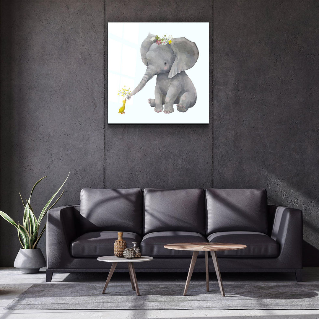 ・"Elephant and Duck"・Glass Wall Art - ArtDesigna Glass Printing Wall Art
