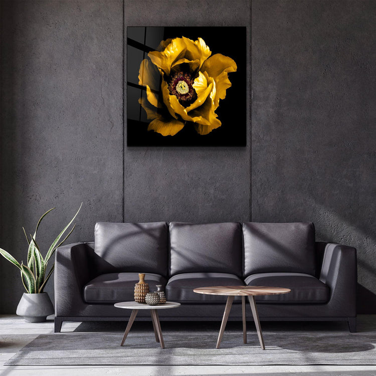 ・"Floral Yellow"・Glass Wall Art - ArtDesigna Glass Printing Wall Art