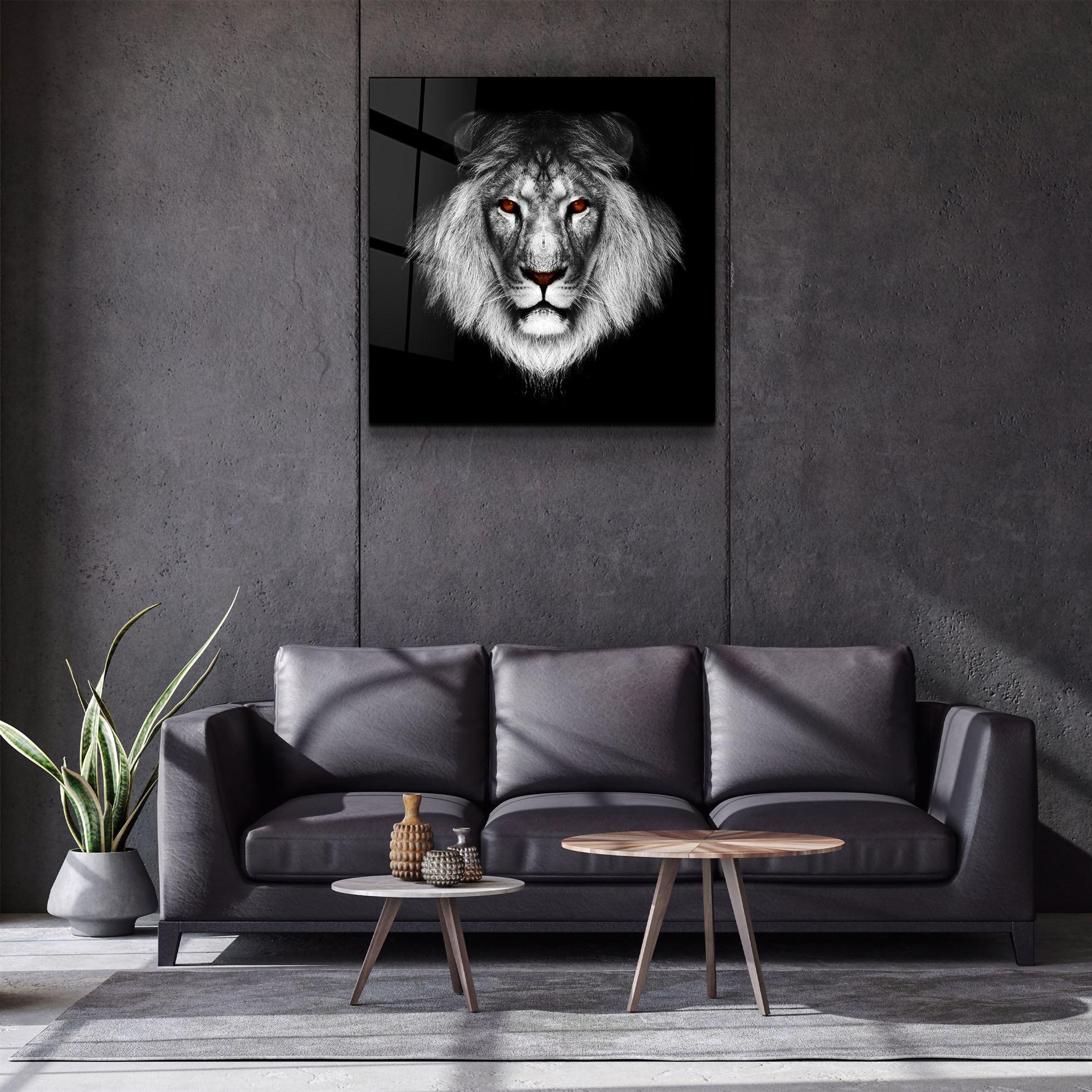 Tempered Glass, Wall Decor, Glass Wall Decor, Blue Eyed high quality Lion Wall Art, Wild Lion Wall Decoration, Wildlife Tempered Glass, Lion Glass,