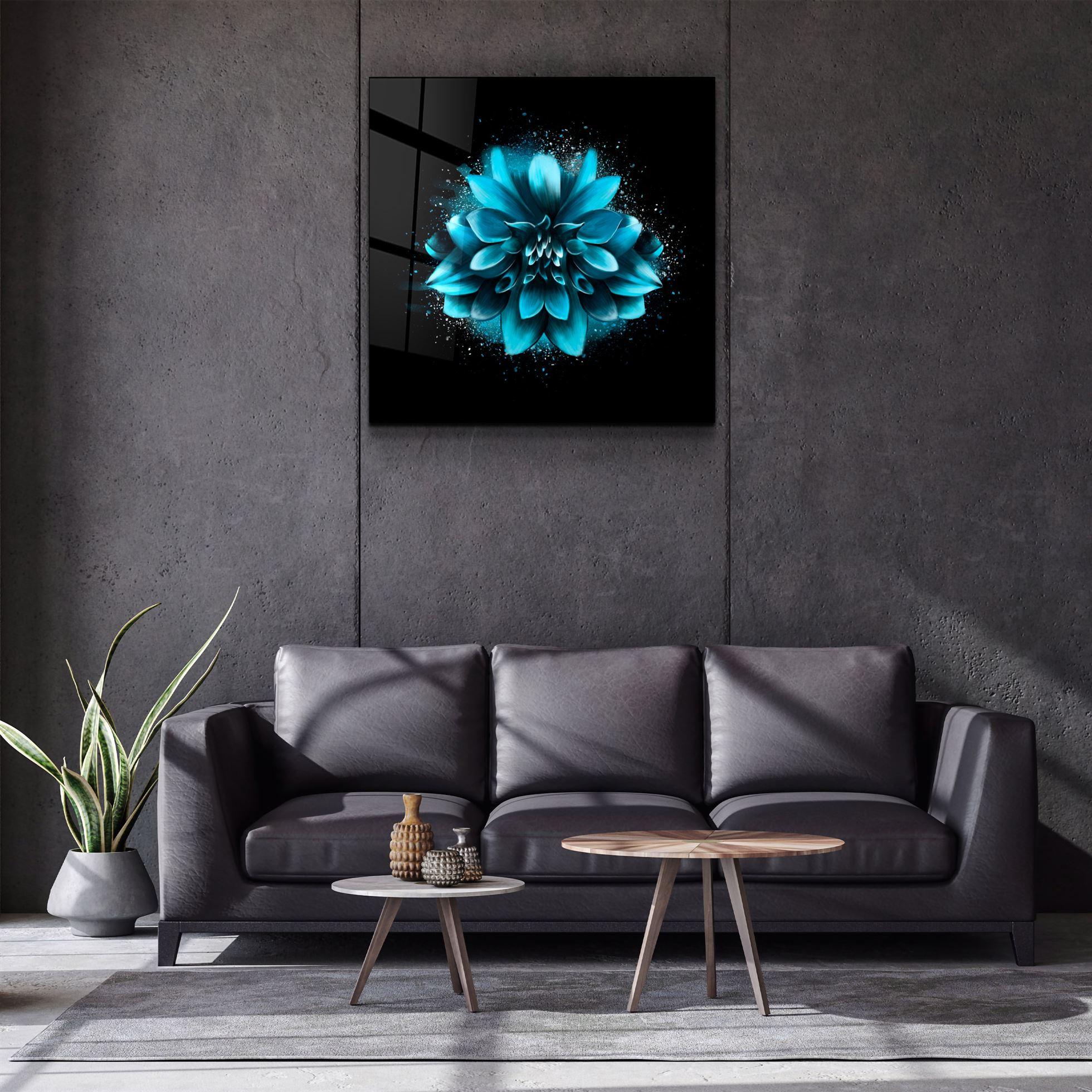 ・"Blue Flower"・Glass Wall Art - ArtDesigna Glass Printing Wall Art