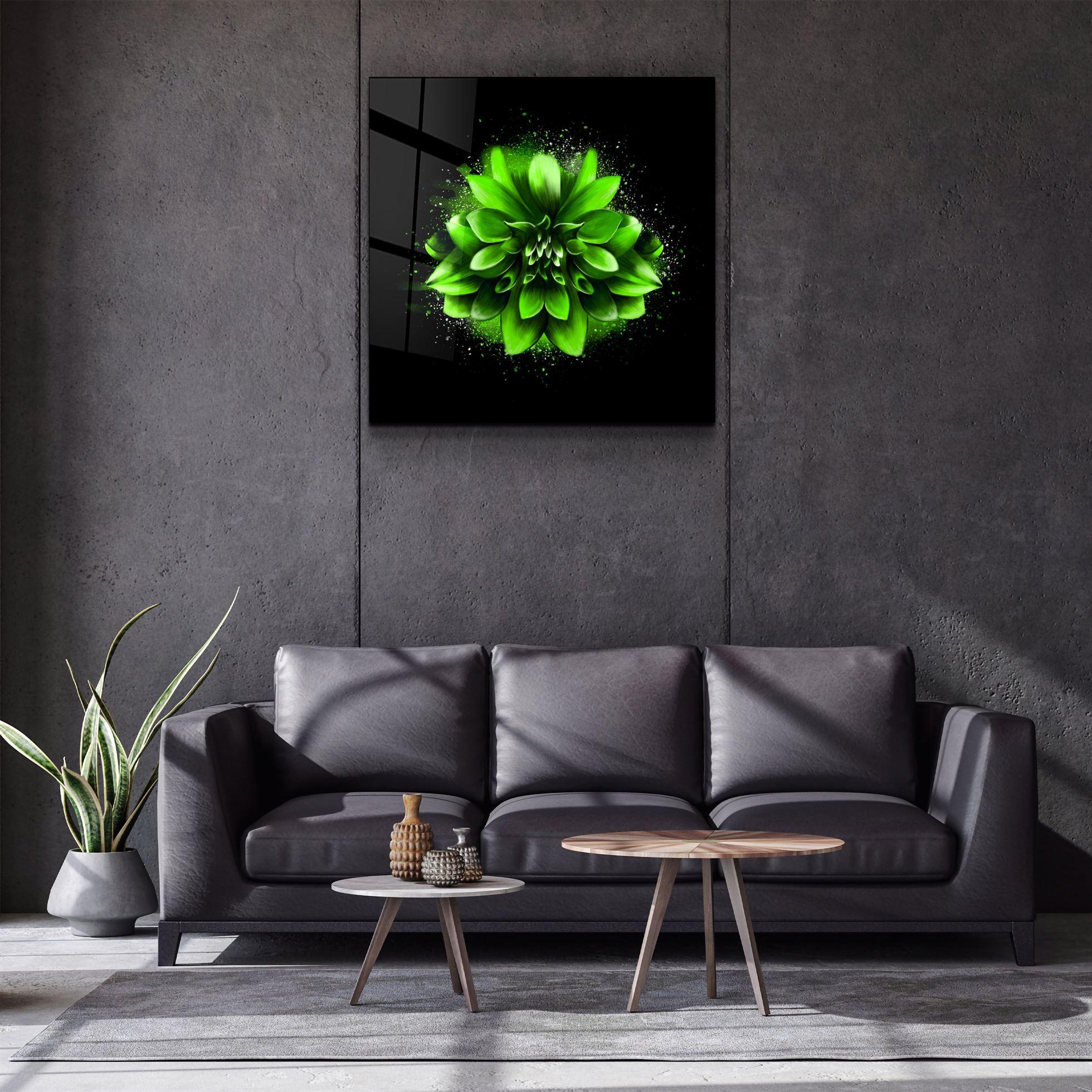 ・"Green Flower"・Glass Wall Art - ArtDesigna Glass Printing Wall Art