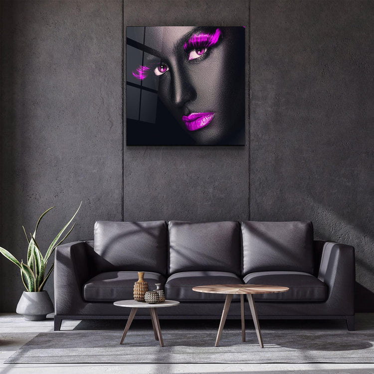 ・"Pink Lips and Eyes"・Glass Wall Art - ArtDesigna Glass Printing Wall Art