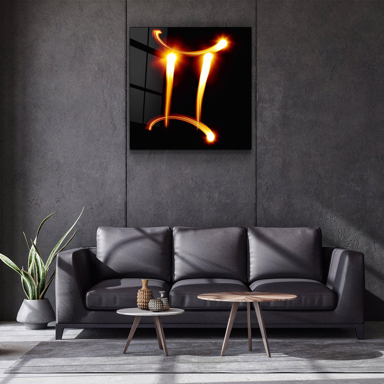 ."Gemini Zodiac Symbol". Glass Wall Art - ArtDesigna Glass Printing Wall Art