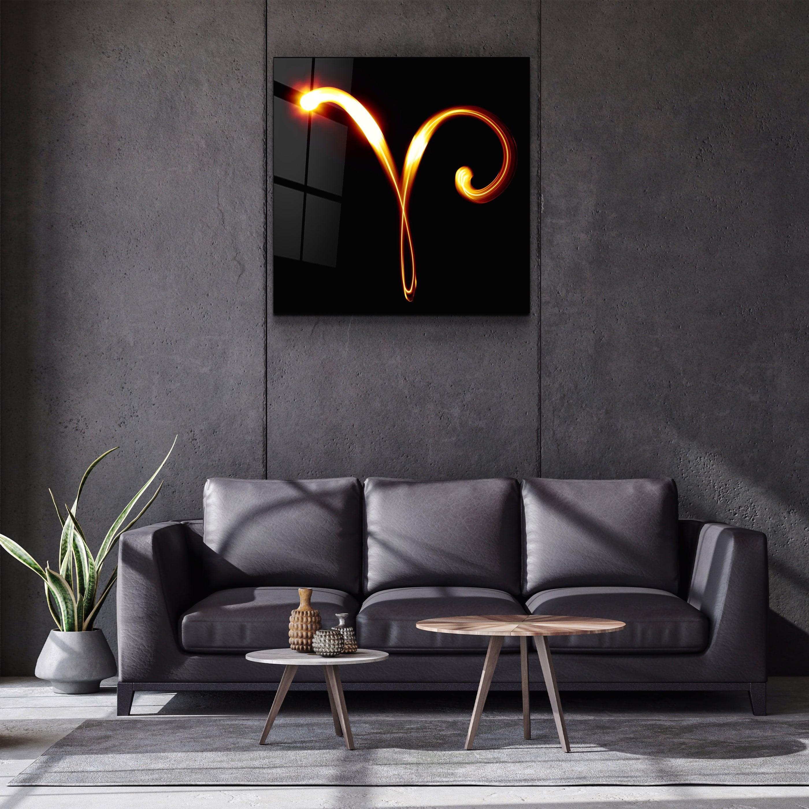 ."Aries Zodiac Symbol". Glass Wall Art - ArtDesigna Glass Printing Wall Art