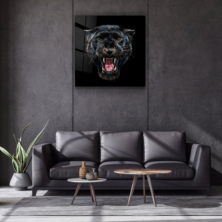 ・"Wild Panther"・Glass Wall Art - ArtDesigna Glass Printing Wall Art