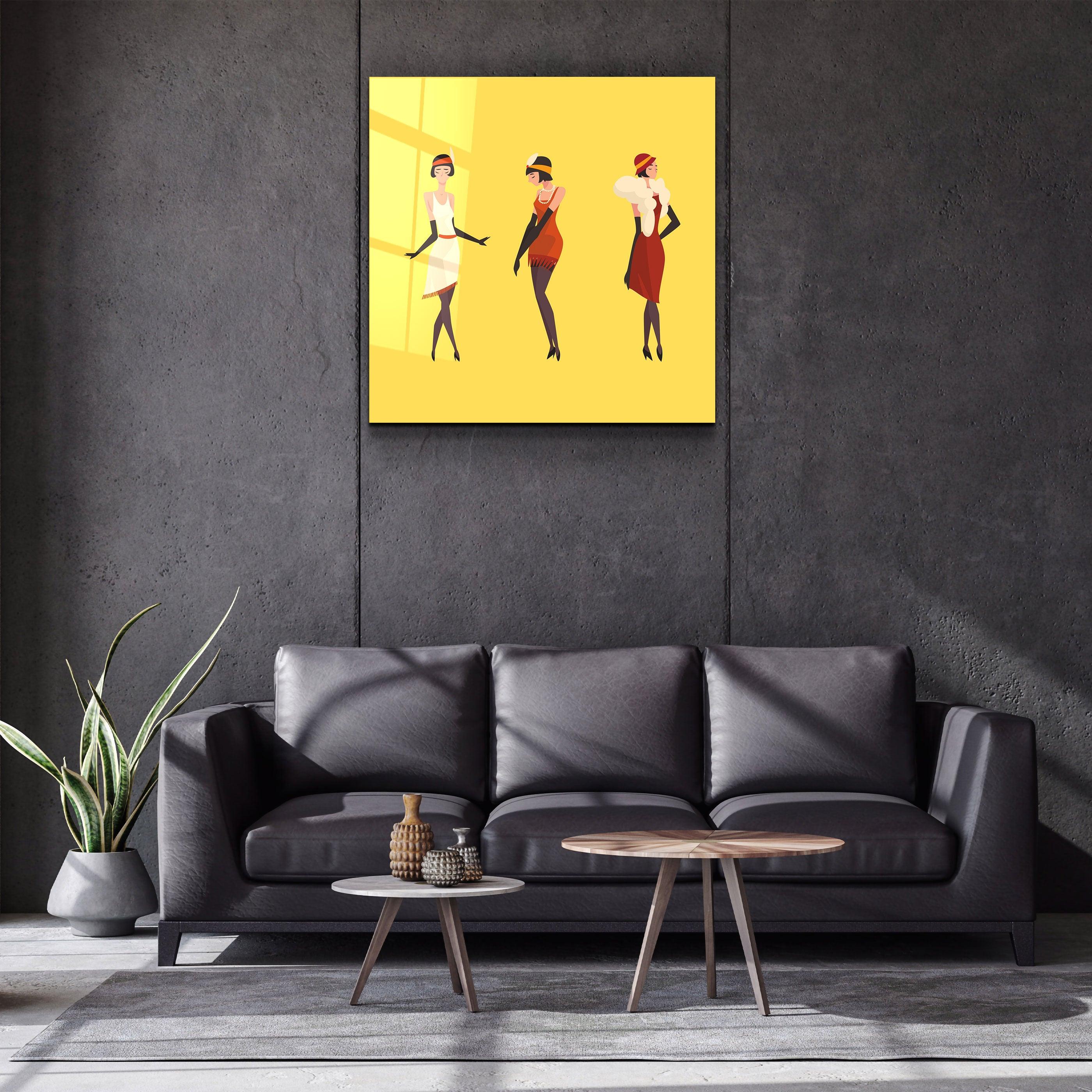 ・"Three Women"・Contemporary Collection Glass Wall Art - ArtDesigna Glass Printing Wall Art