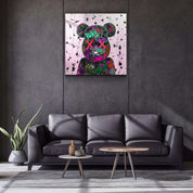 ."X Eyes Pink". Designer's Collection Glass Wall Art - ArtDesigna Glass Printing Wall Art