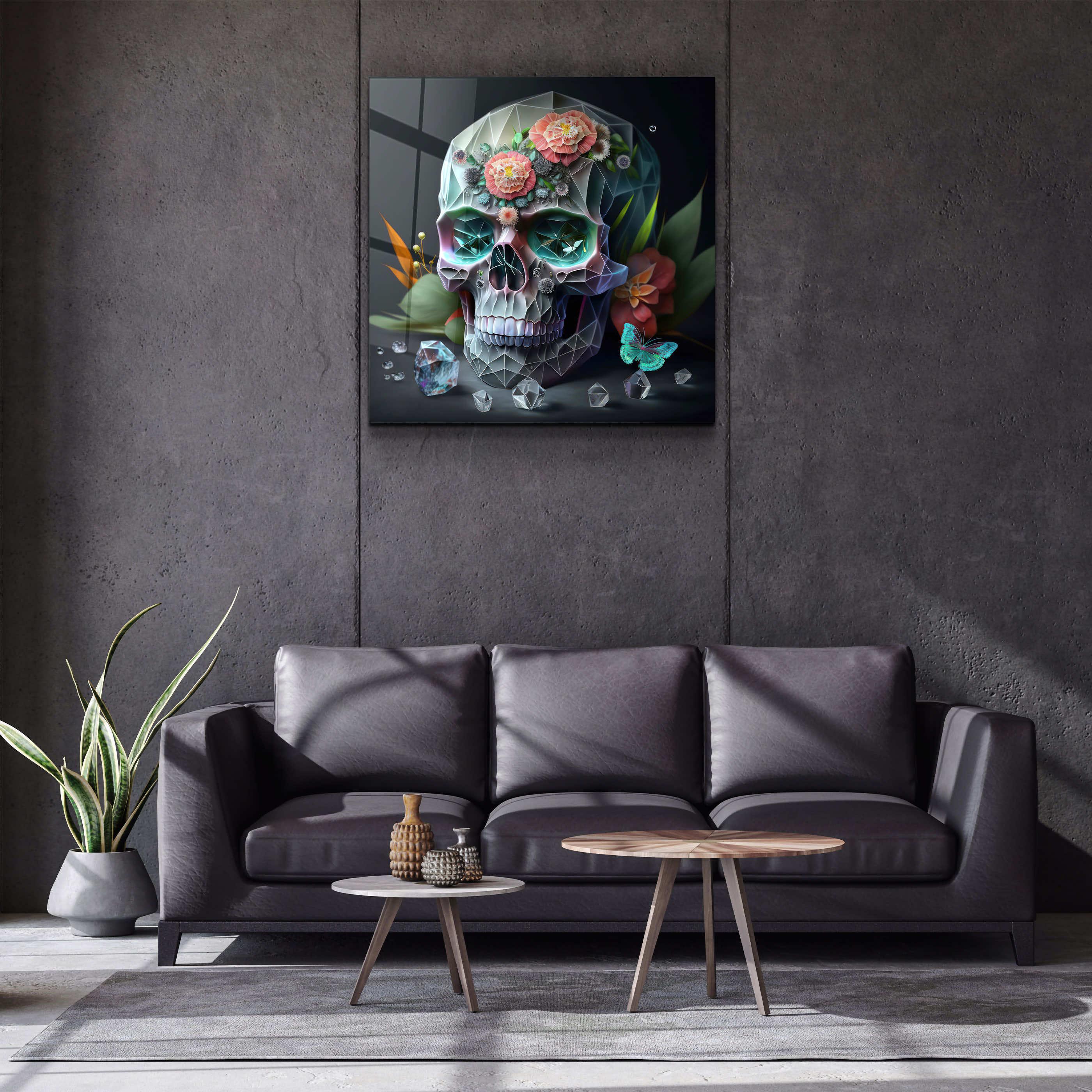 ."Diamond Skull". Secret World Collection Glass Wall Art - ArtDesigna Glass Printing Wall Art