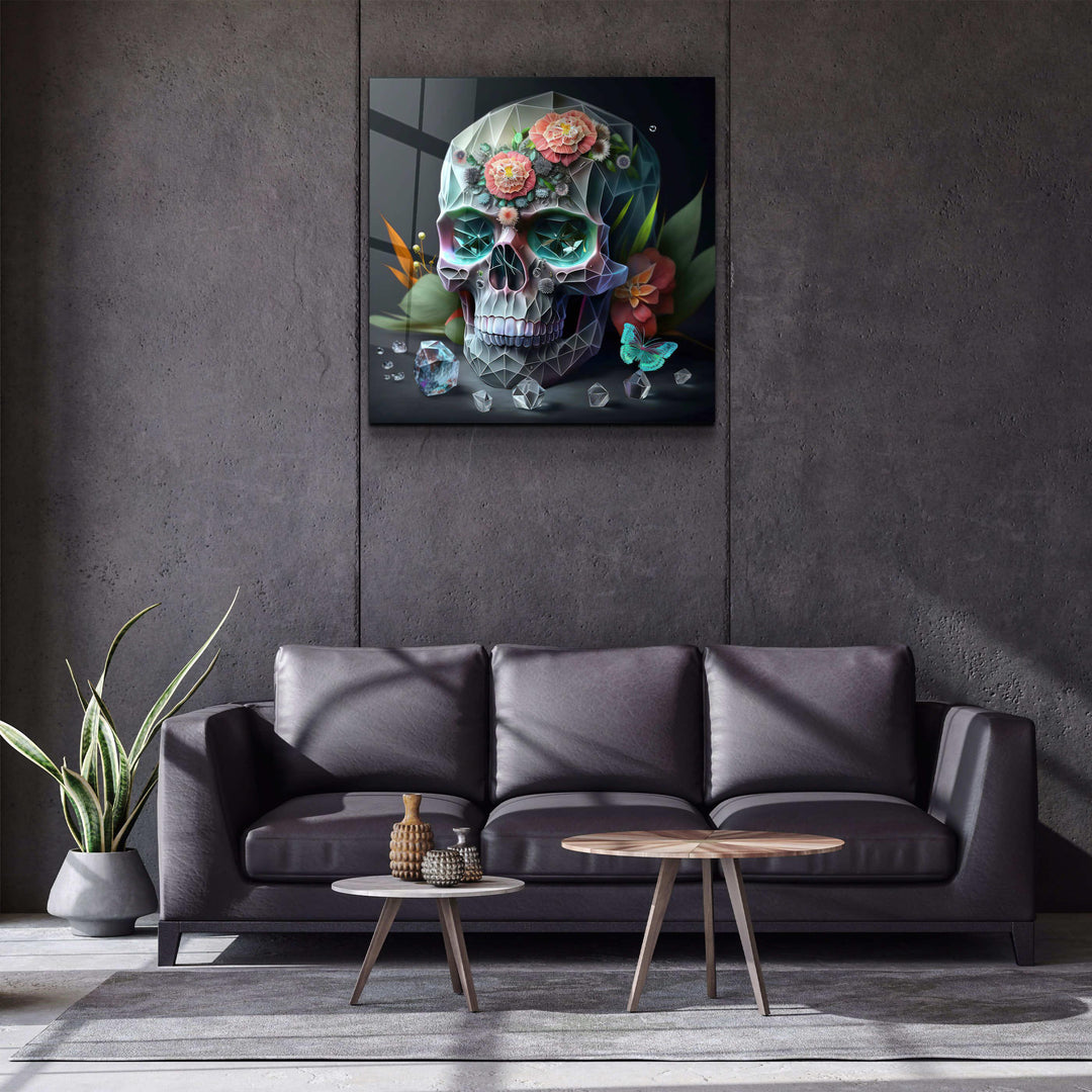 ."Diamond Skull". Secret World Collection Glass Wall Art - ArtDesigna Glass Printing Wall Art
