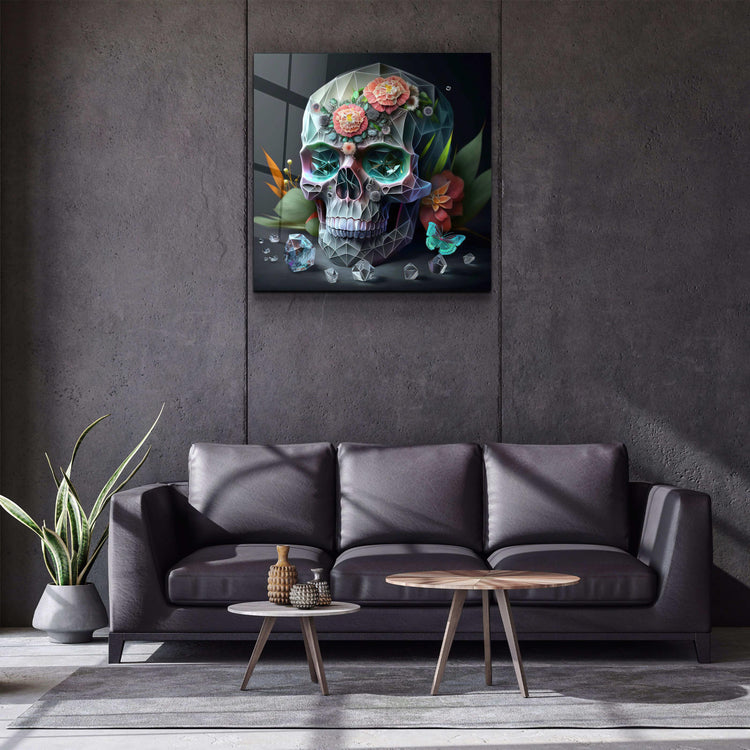 ."Diamond Skull". Secret World Collection Glass Wall Art - ArtDesigna Glass Printing Wall Art