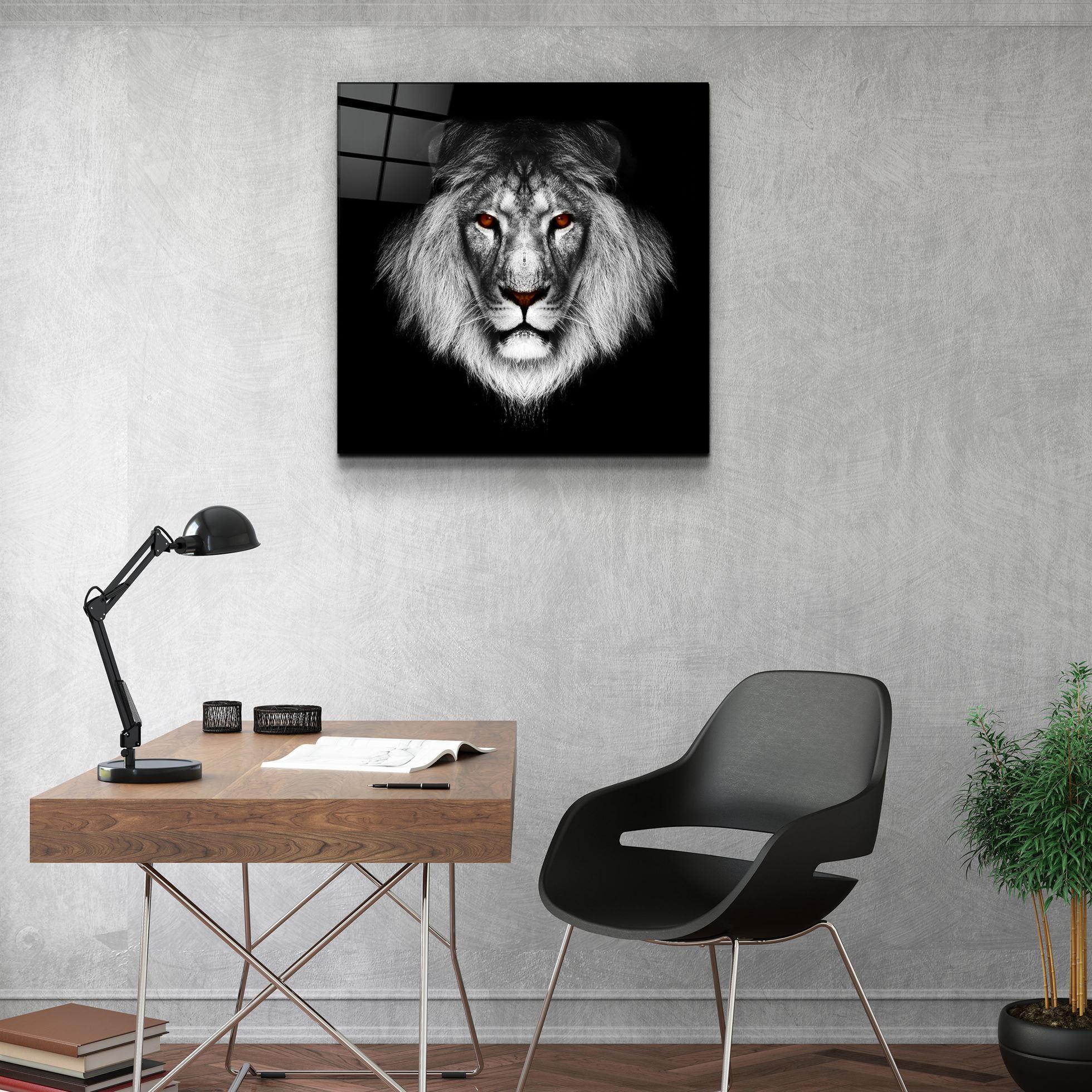 Tempered Glass Wall Art-Panoramic Wall Art-Glass Printing-Extra Large Wall Art-Mega Size Panoramic Print-Lion Wall Art-Zen factory Stone Wall Art