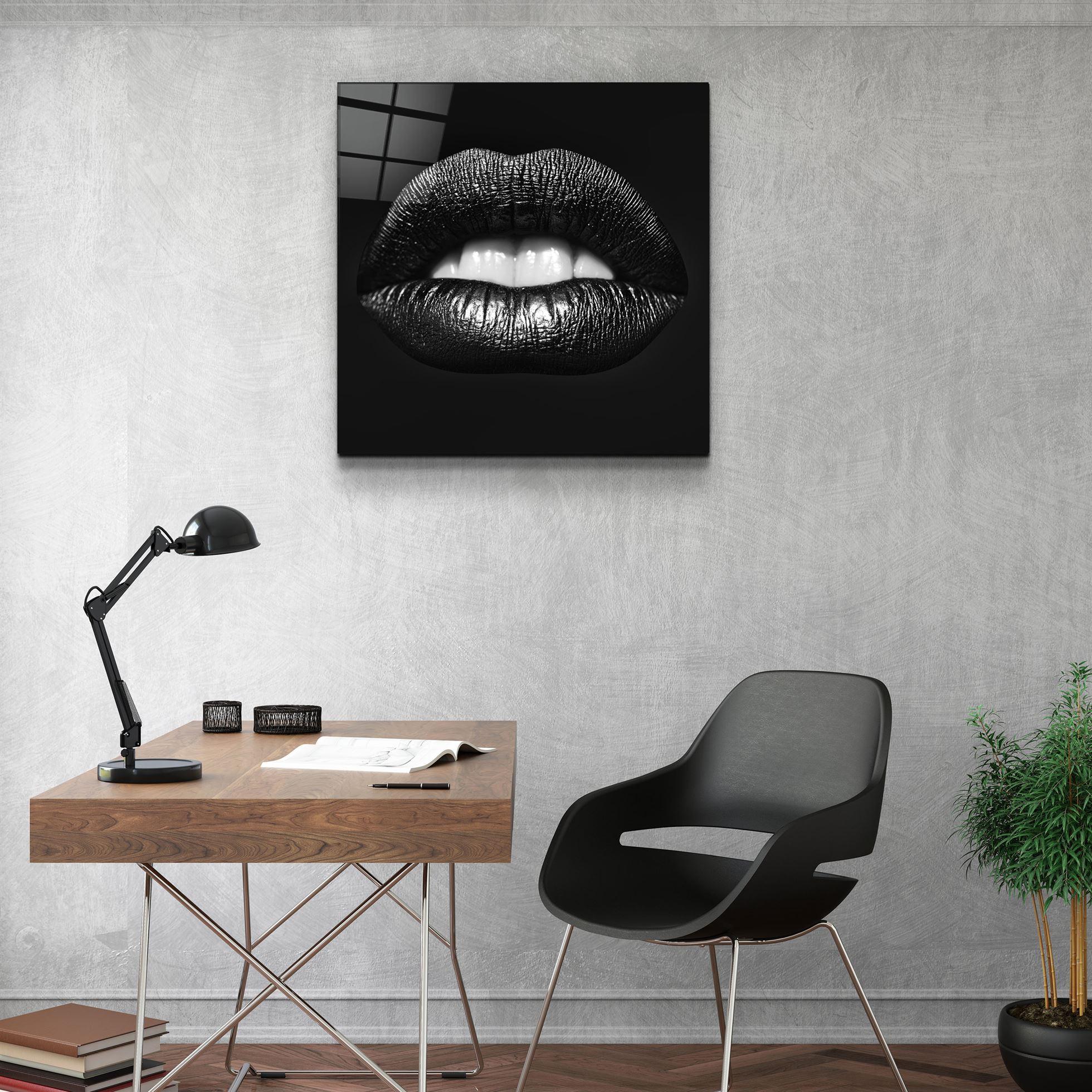 ・"Black Lips"・Glass Wall Art - ArtDesigna Glass Printing Wall Art