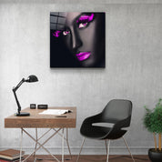 ・"Pink Lips and Eyes"・Glass Wall Art - ArtDesigna Glass Printing Wall Art