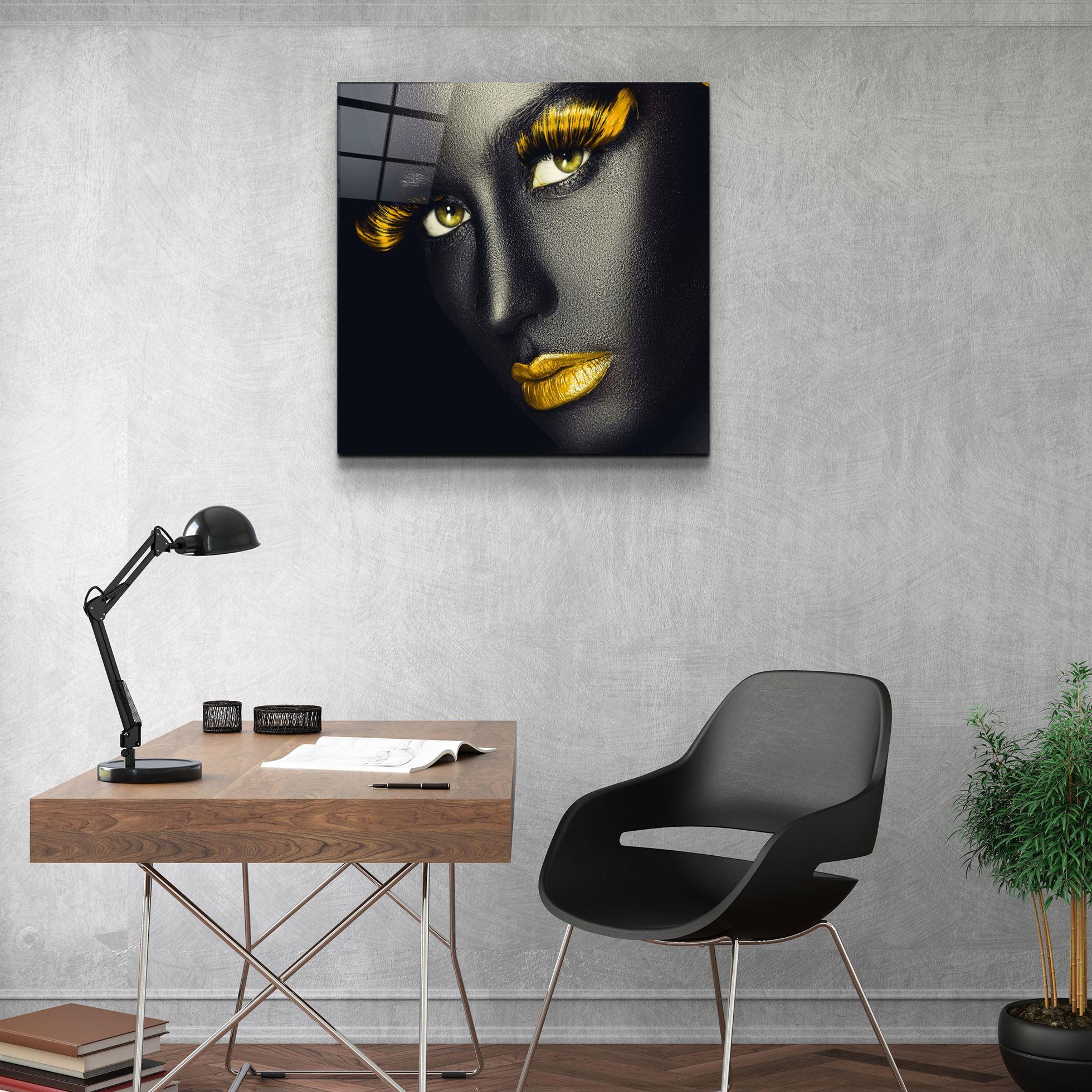 ・"Yellow Lips and Eyes"・Glass Wall Art - ArtDesigna Glass Printing Wall Art