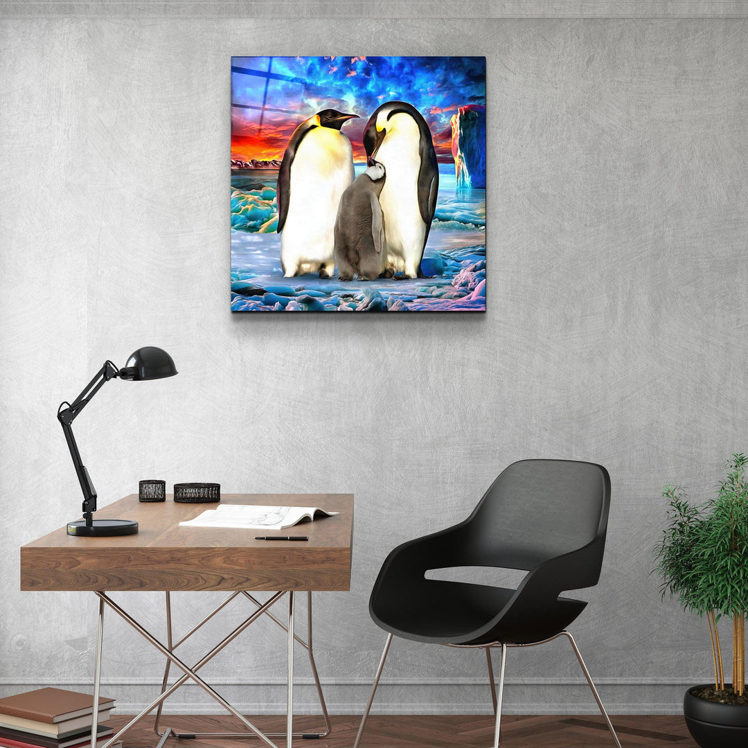 ・"Penguin Family"・Glass Wall Art - ArtDesigna Glass Printing Wall Art