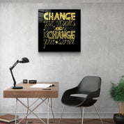 ・"Change Your World - Yellow"・Glass Wall Art - ArtDesigna Glass Printing Wall Art