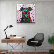 ."X Eyes Pink". Designer's Collection Glass Wall Art - ArtDesigna Glass Printing Wall Art