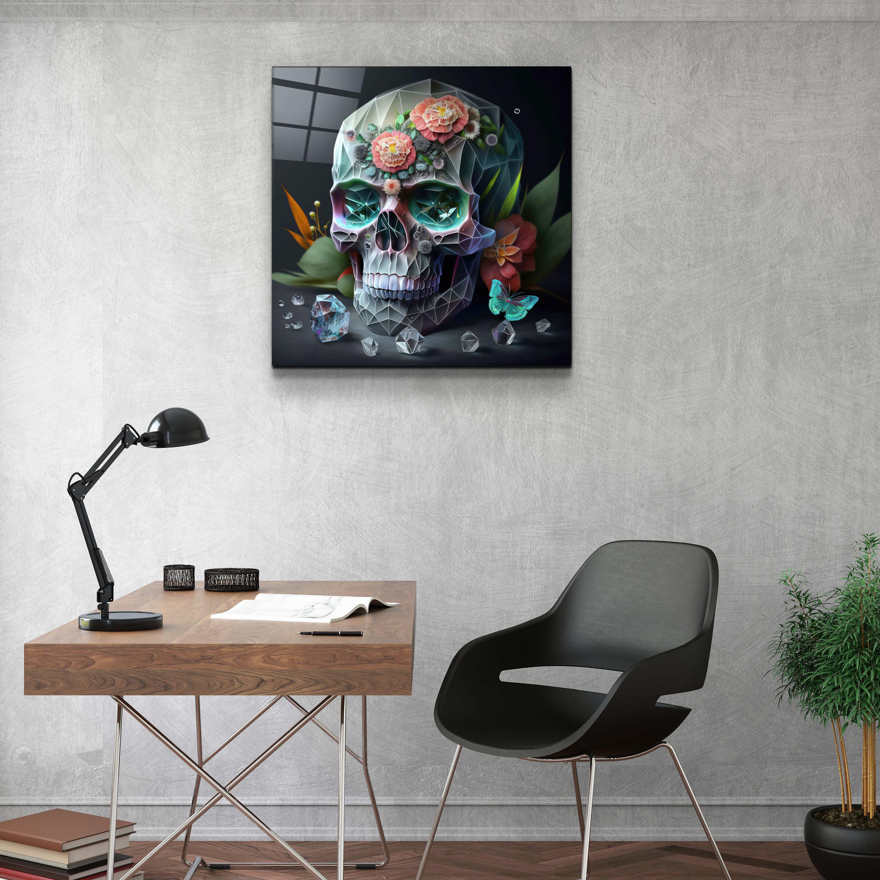 ."Diamond Skull". Secret World Collection Glass Wall Art - ArtDesigna Glass Printing Wall Art