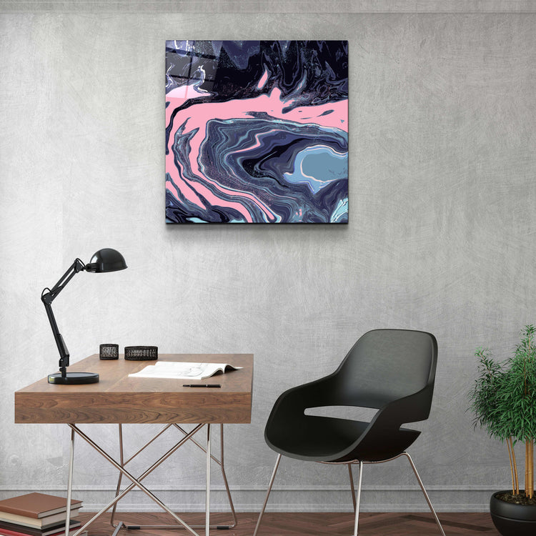 ."Pink Wave in the Black". Designer's Collection Glass Wall Art - ArtDesigna Glass Printing Wall Art