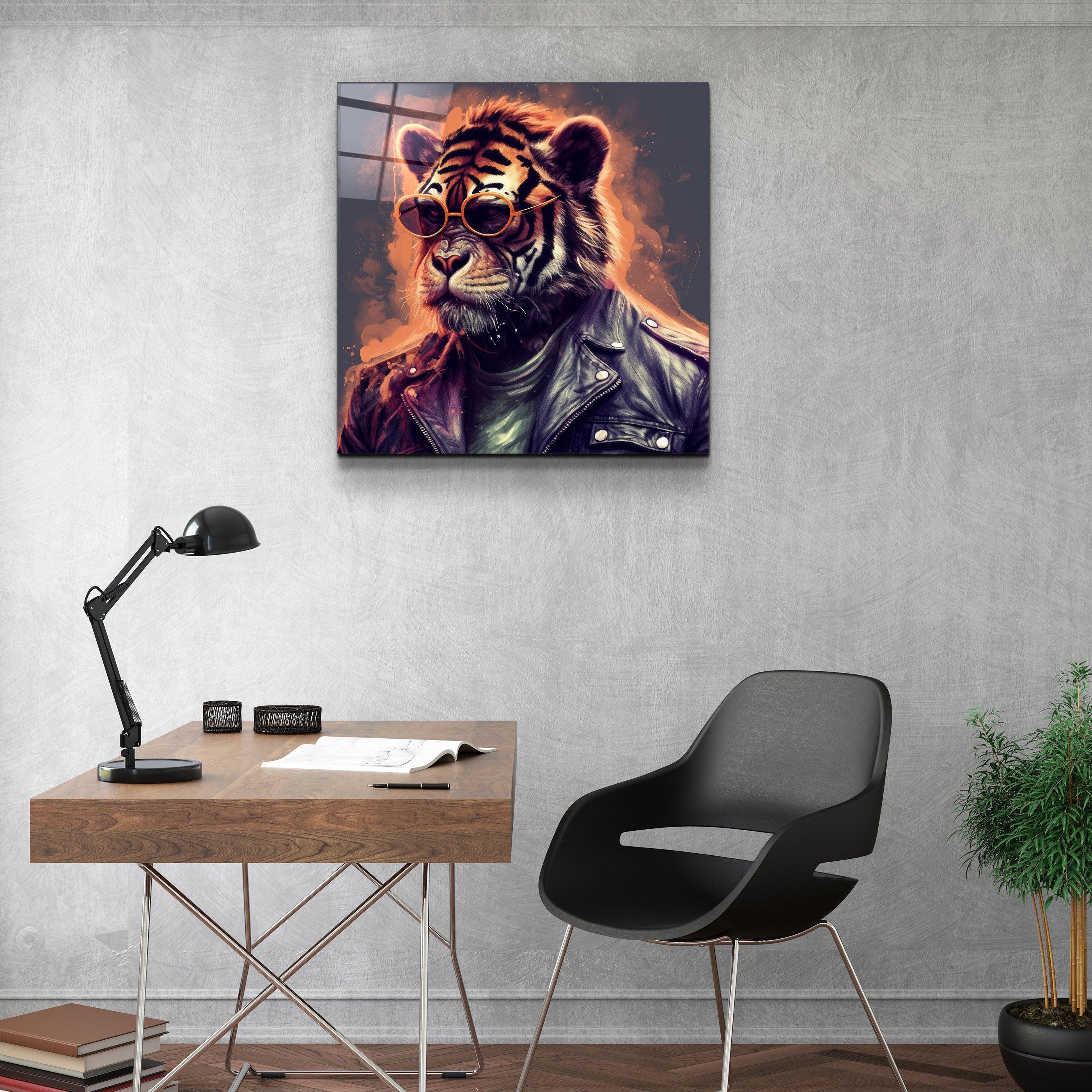 ."Tiger Monkey 2". Designers Collection Glass Wall Art - ArtDesigna Glass Printing Wall Art