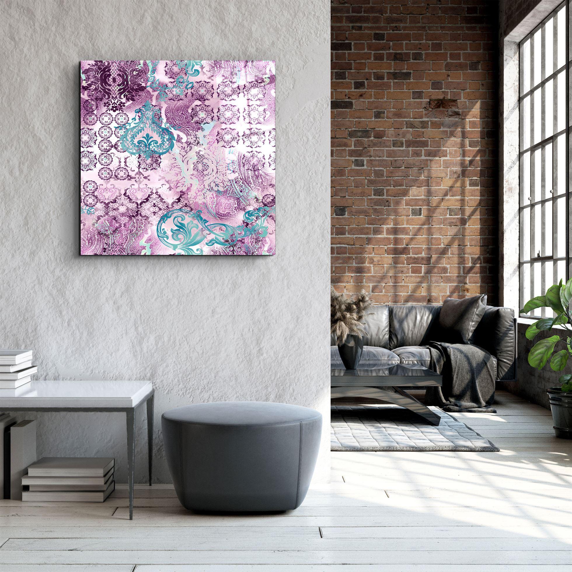 ・"Purple Damask"・Glass Wall Art - ArtDesigna Glass Printing Wall Art