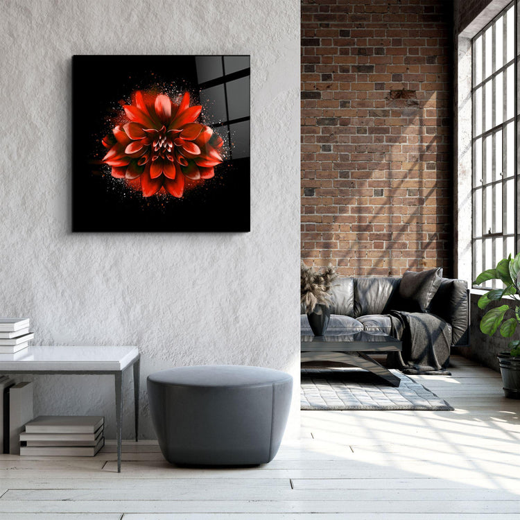 ・"Red Flower"・Glass Wall Art - ArtDesigna Glass Printing Wall Art