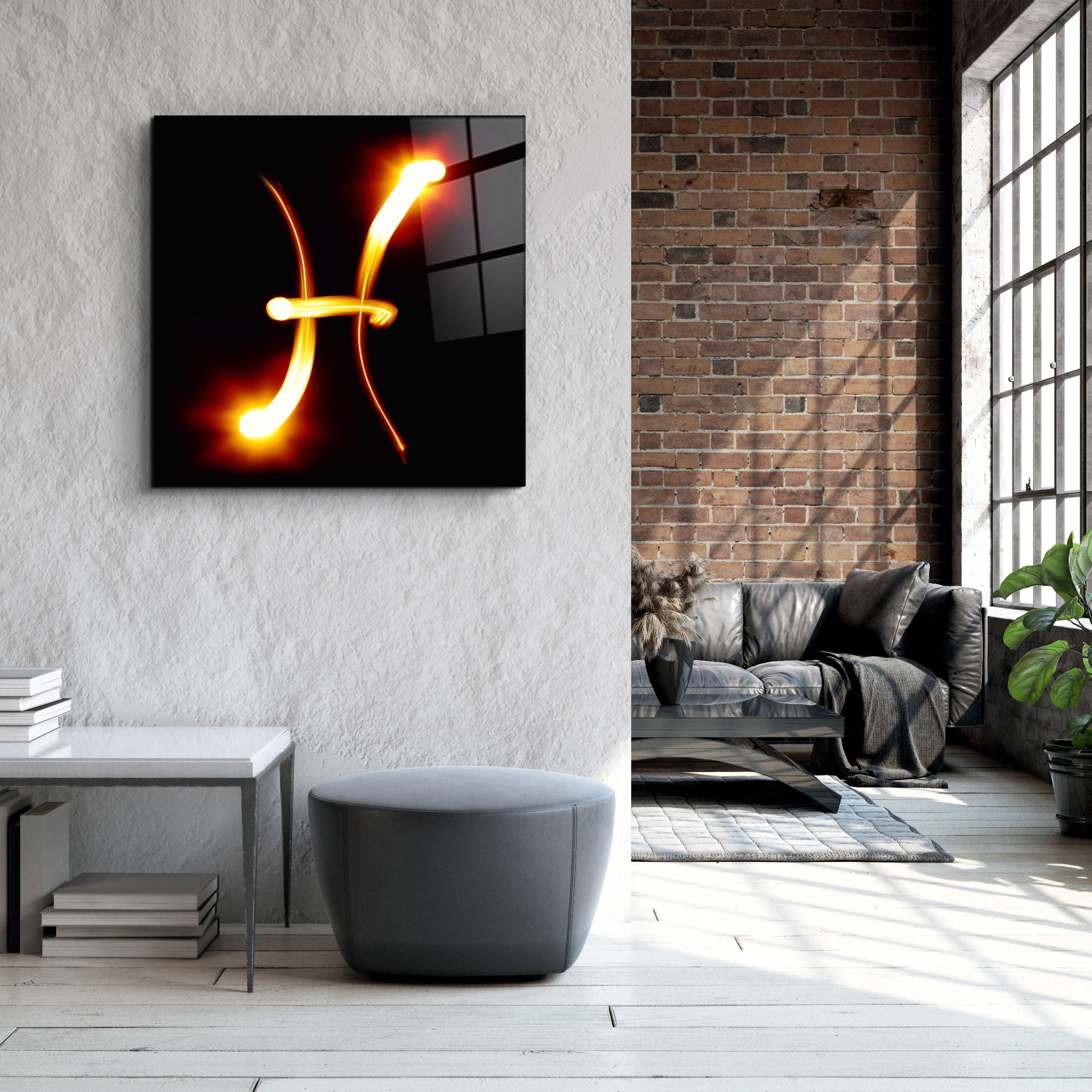 ."Pisces Zodiac Symbol". Glass Wall Art - ArtDesigna Glass Printing Wall Art