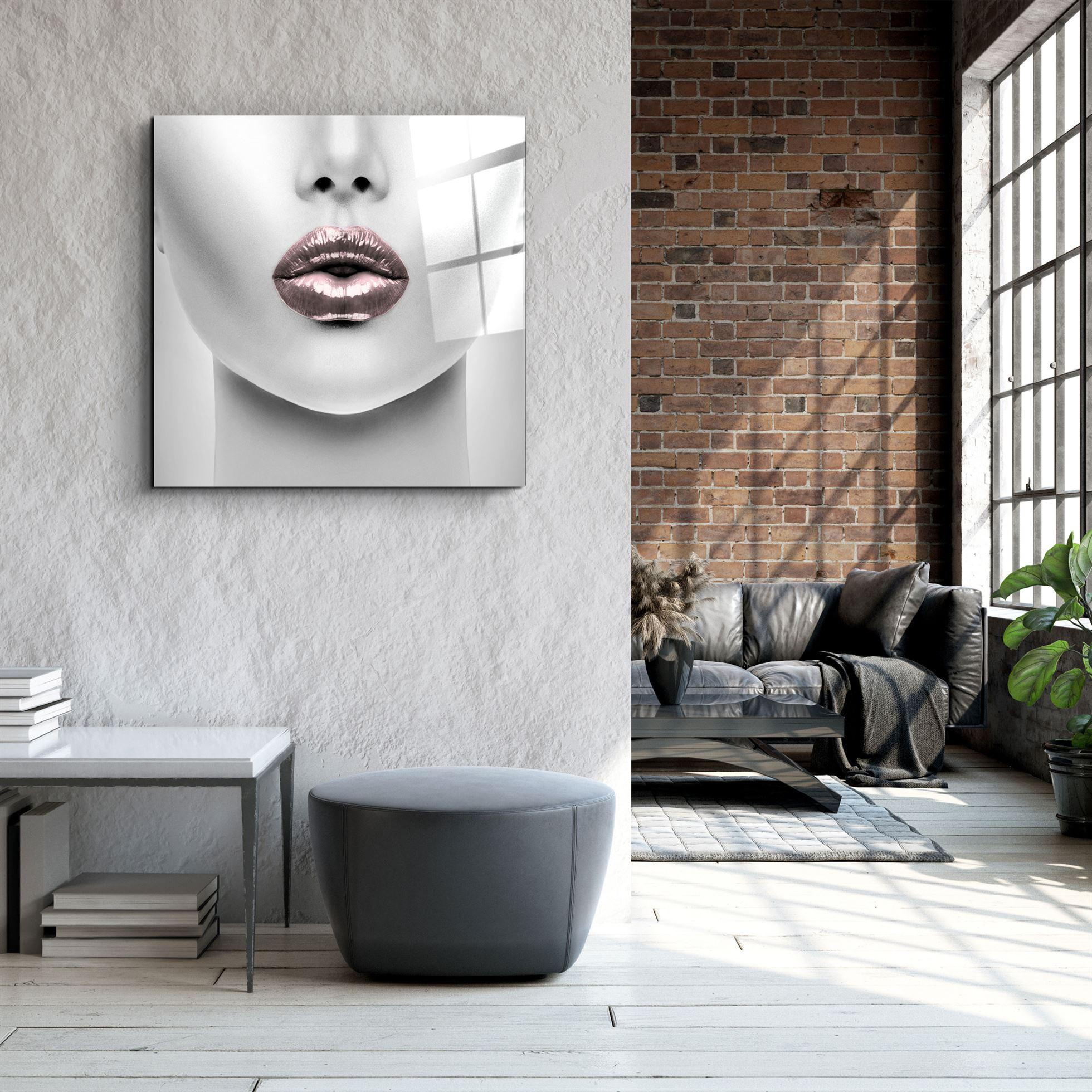 ・"Pink Lips"・Glass Wall Art - ArtDesigna Glass Printing Wall Art
