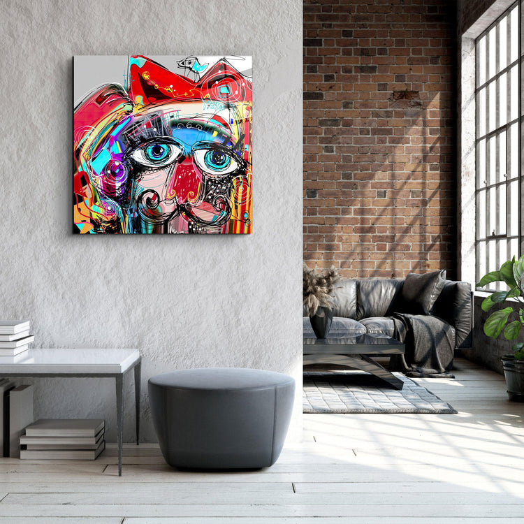 ・"Abstract Colorful Portrait"・Glass Wall Art - ArtDesigna Glass Printing Wall Art