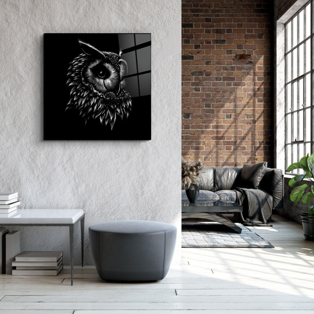 ・"Abstract Black Owl"・Glass Wall Art - ArtDesigna Glass Printing Wall Art