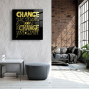 ・"Change Your World - Yellow"・Glass Wall Art - ArtDesigna Glass Printing Wall Art