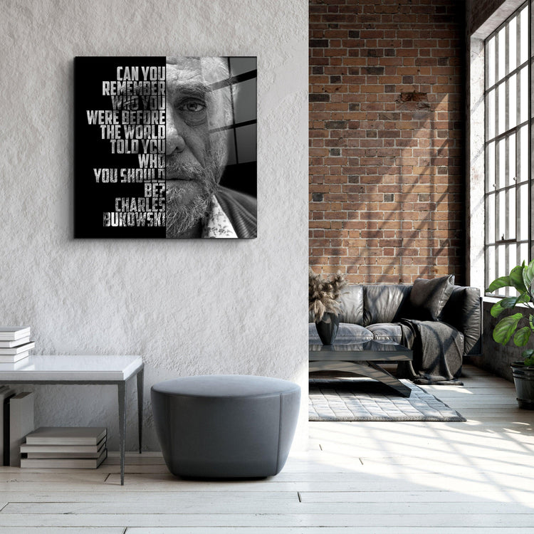 ・"Charles Bukowski"・Designers Collection Glass Wall Art - ArtDesigna Glass Printing Wall Art