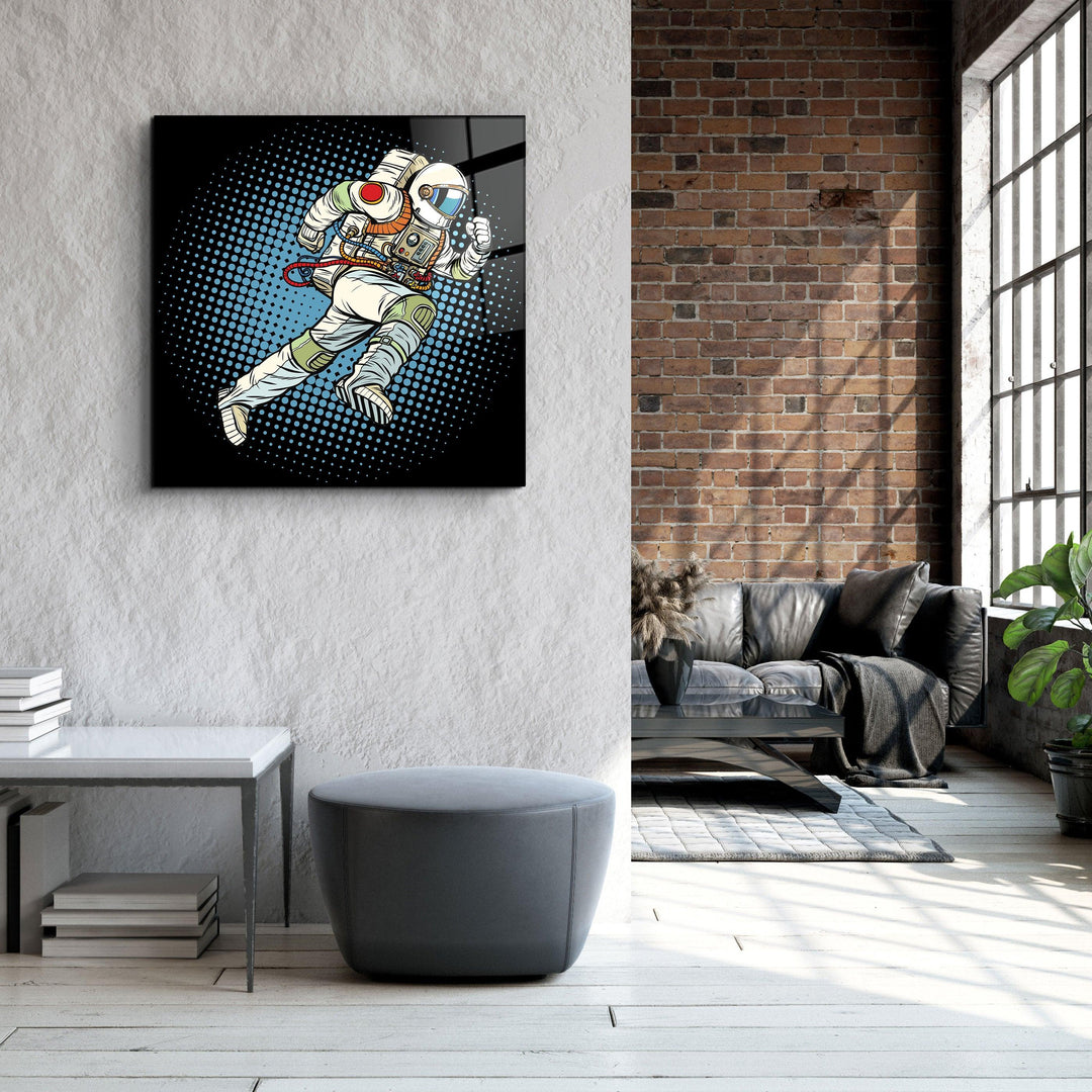 ・"Cartoon Astronaut"・Glass Wall Art - ArtDesigna Glass Printing Wall Art