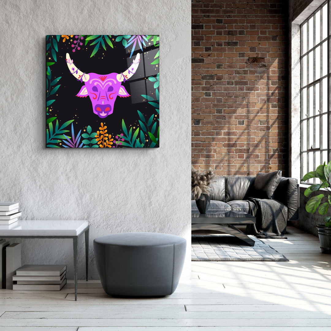 ・"Animal Republic-Wild Cattle"・Designers Collection Glass Wall Art - ArtDesigna Glass Printing Wall Art