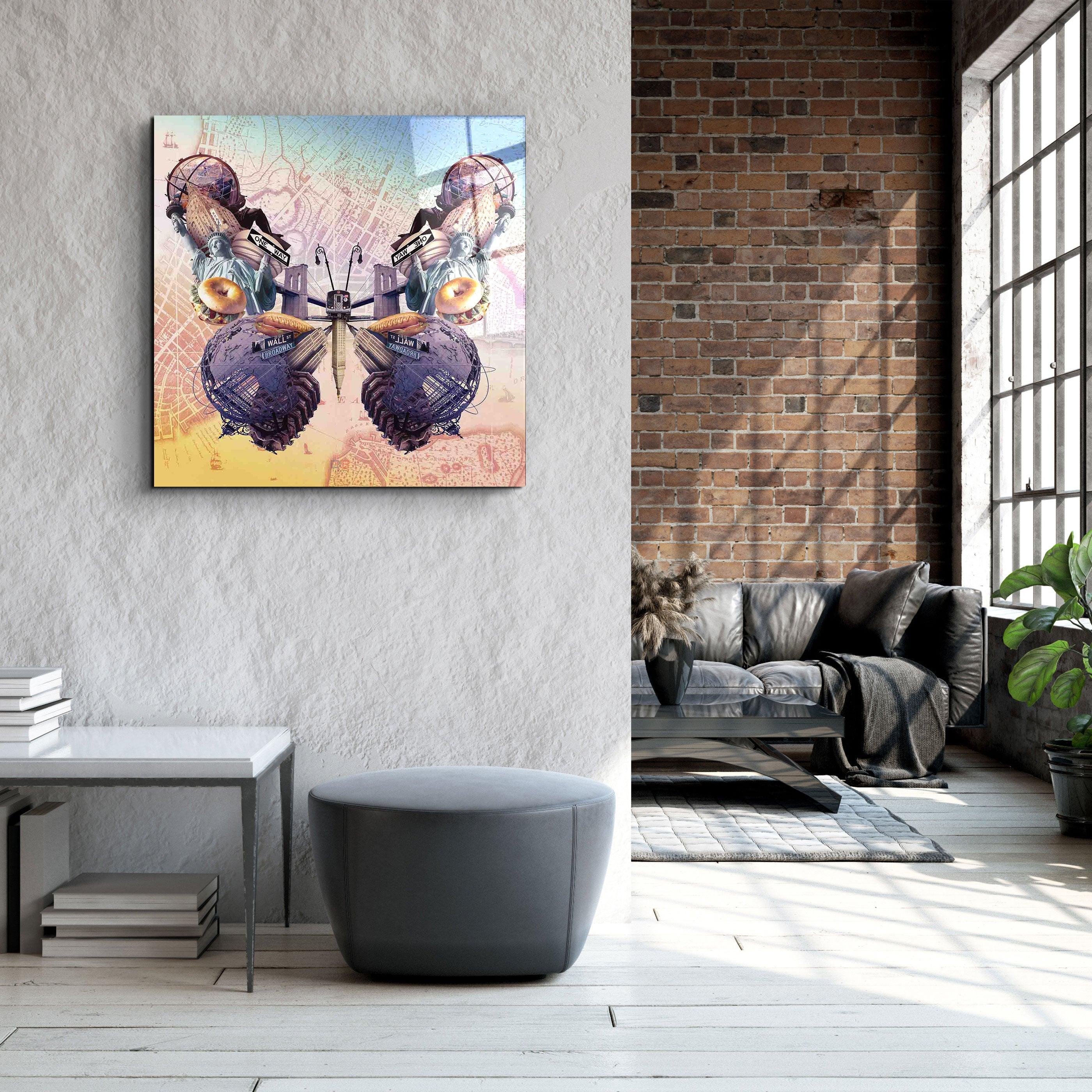 ・"Butterfly NYC"・Designers Collection Glass Wall Art - ArtDesigna Glass Printing Wall Art