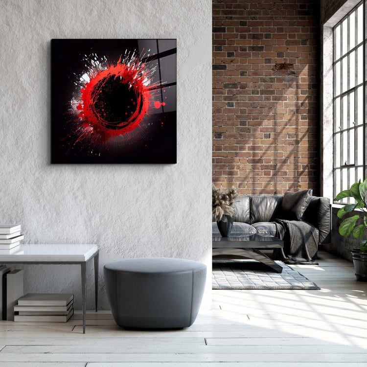 ."Paint Splash Ring-Red". Designer's Collection Glass Wall Art - ArtDesigna Glass Printing Wall Art