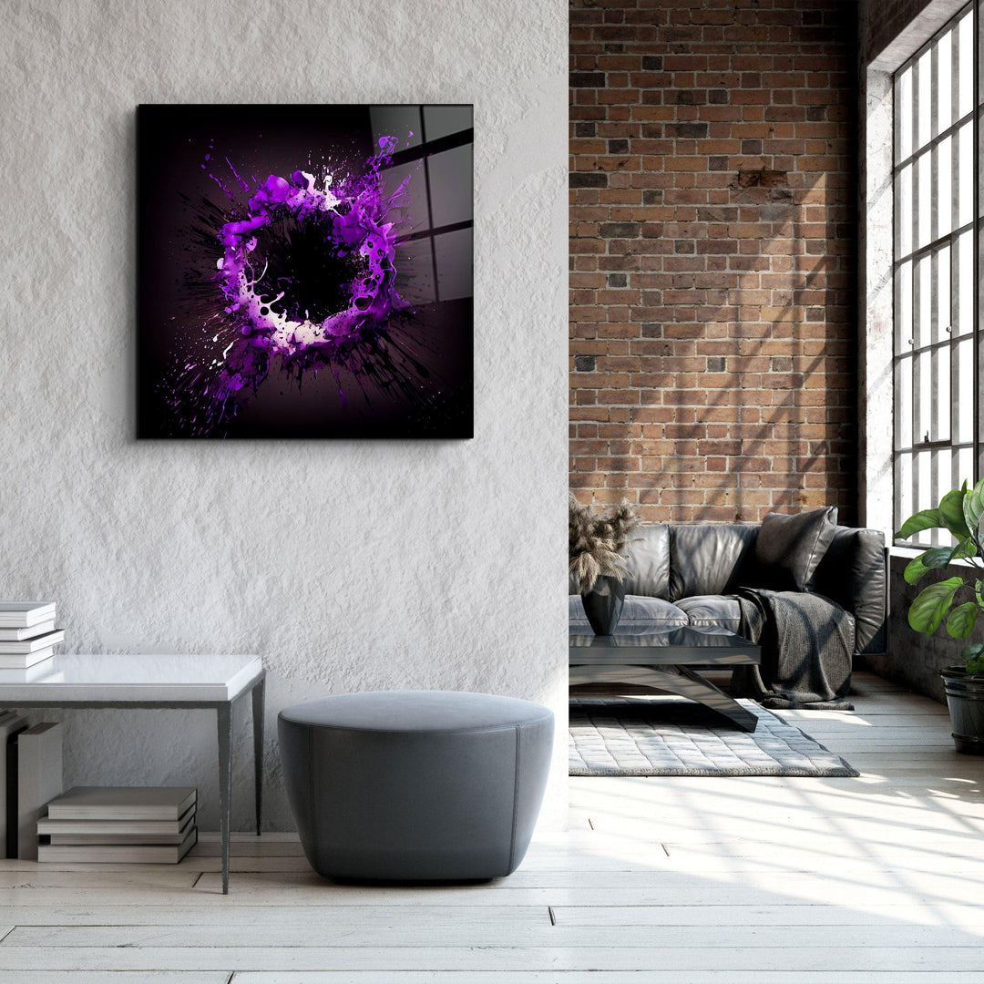."Paint Splash Ring-Purple". Designer's Collection Glass Wall Art - ArtDesigna Glass Printing Wall Art