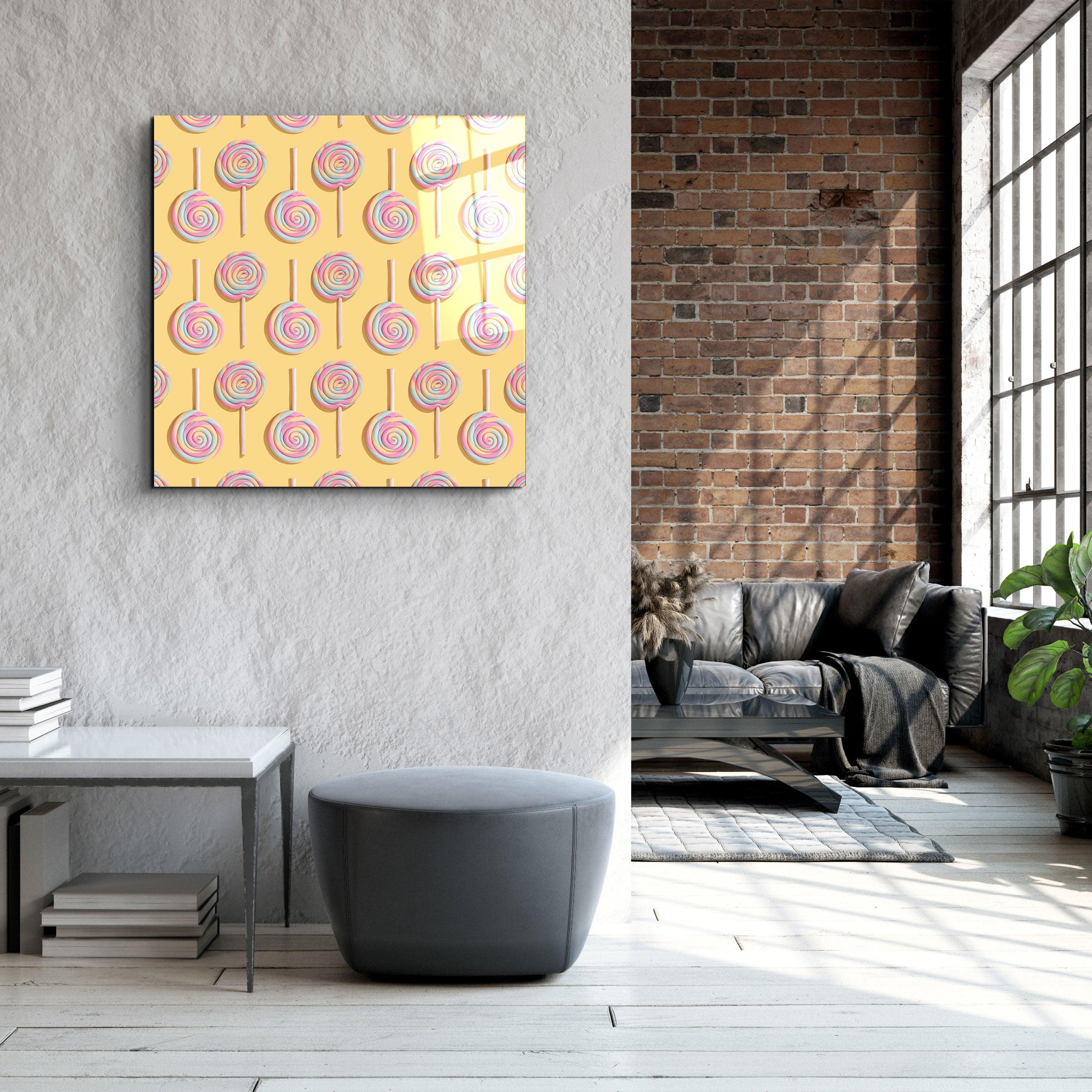 ."Retro Lollipops". Designer's Collection Glass Wall Art - ArtDesigna Glass Printing Wall Art