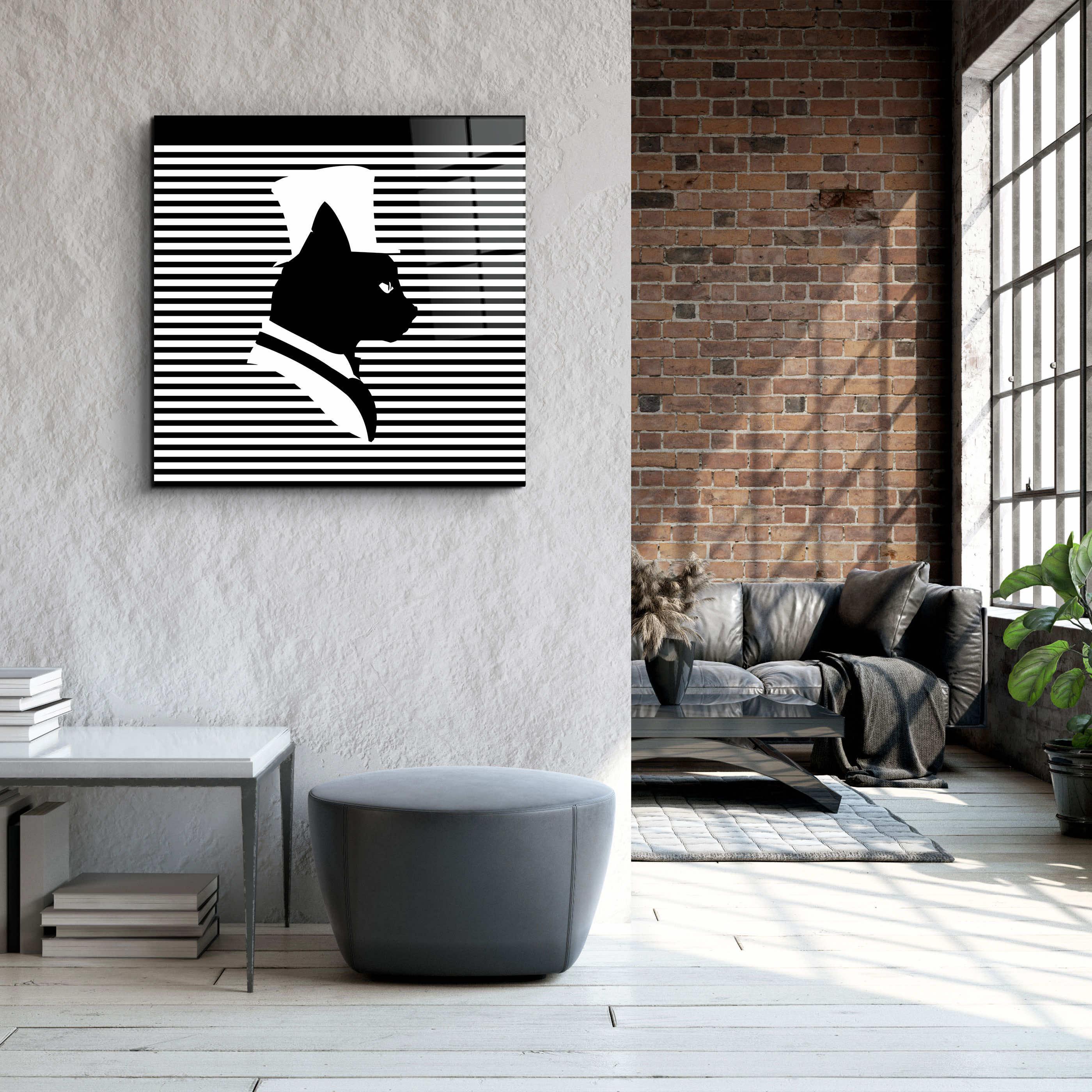 ."Cat and Hat". Designer's Collection Glass Wall Art - ArtDesigna Glass Printing Wall Art