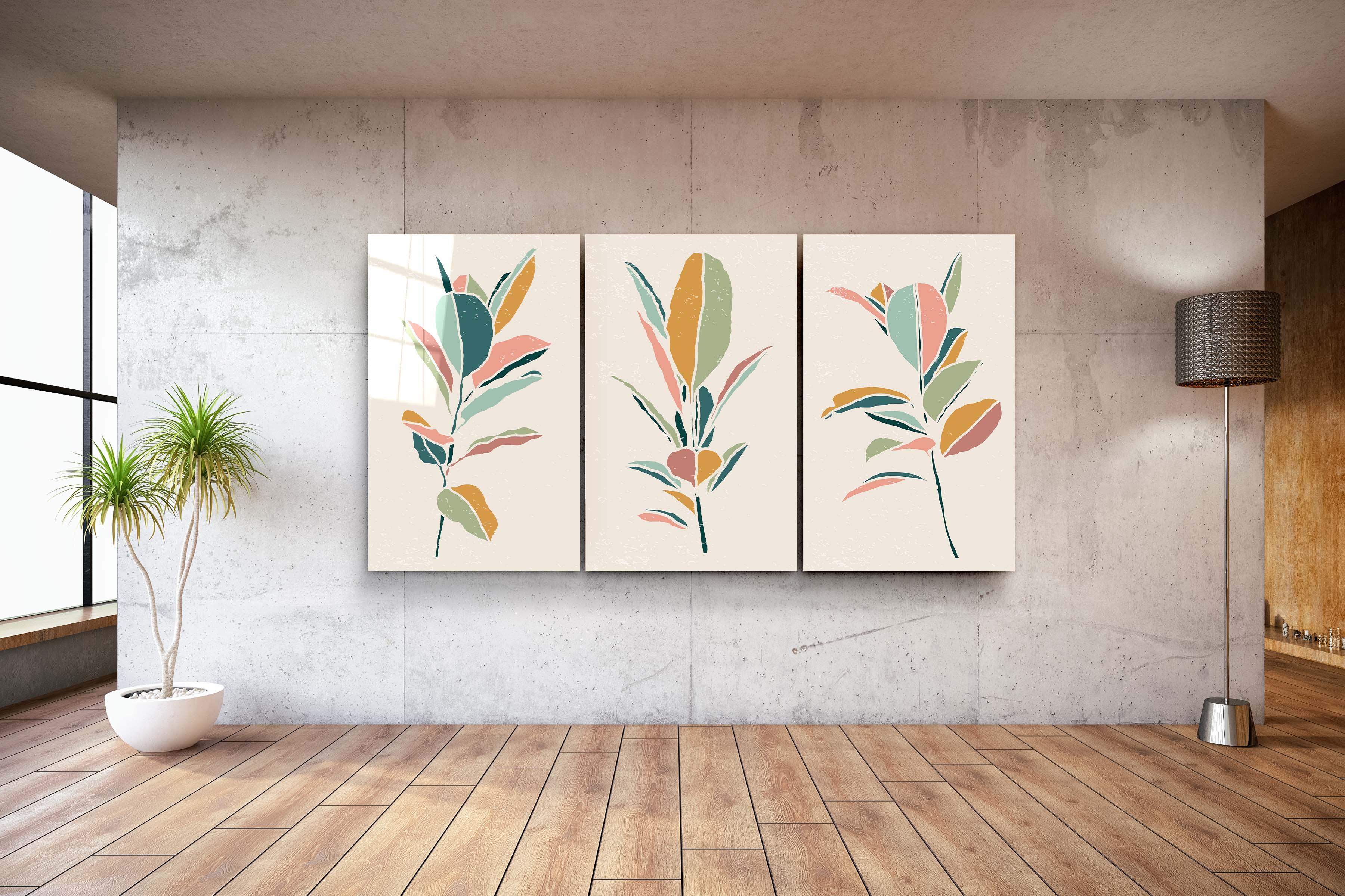 ・"Colors on Branches - Trio"・Glass Wall Art - ArtDesigna Glass Printing Wall Art
