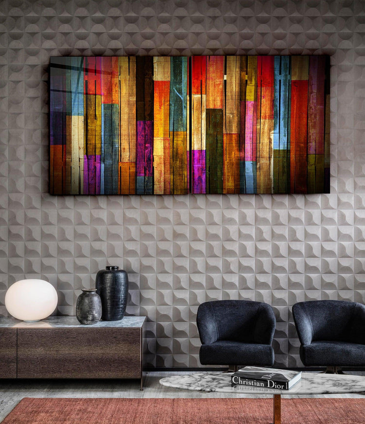・"Painted Wood - Duo"・Glass Wall Art - ArtDesigna Glass Printing Wall Art
