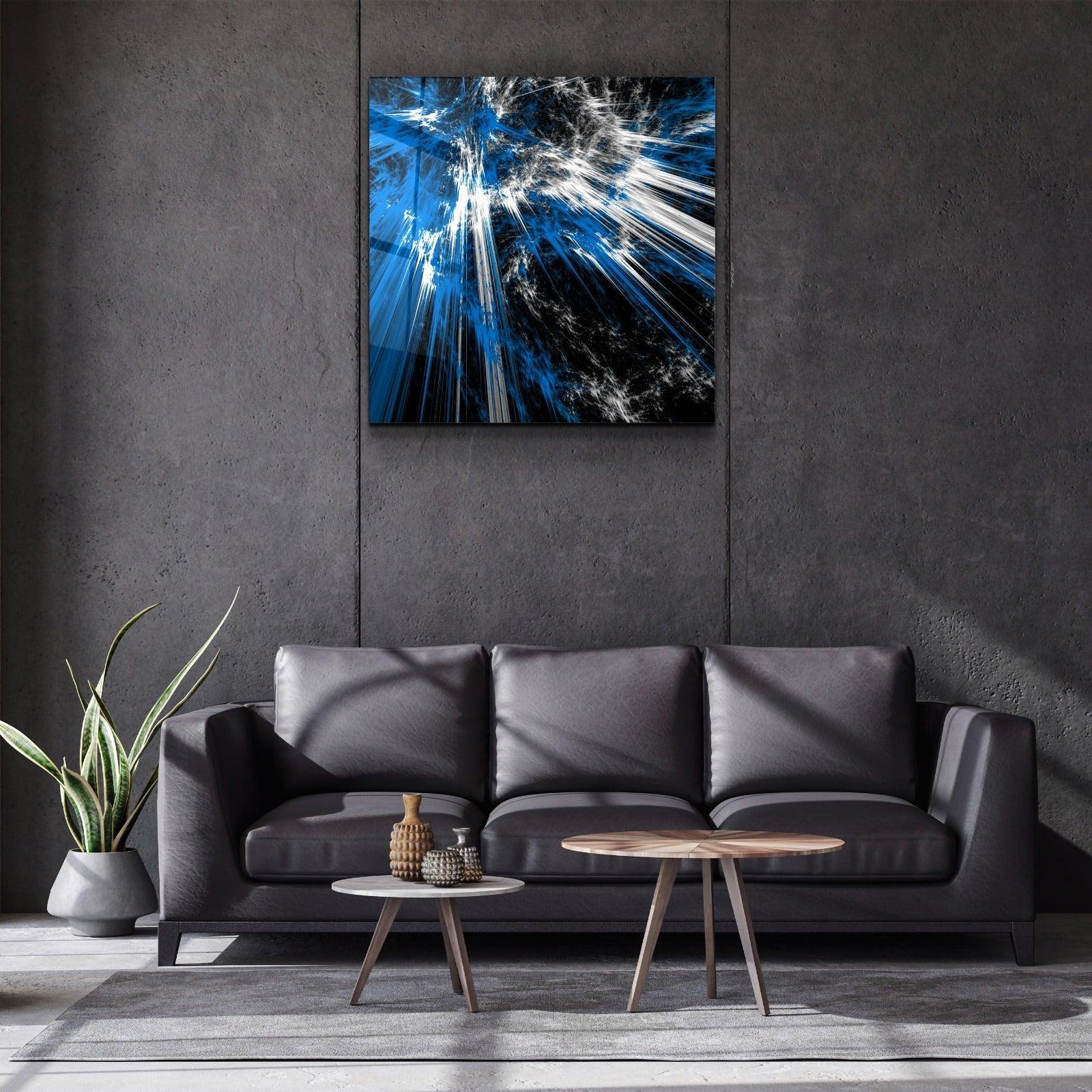 ・"Blue Explosion"・Glass Wall Art - ArtDesigna Glass Printing Wall Art