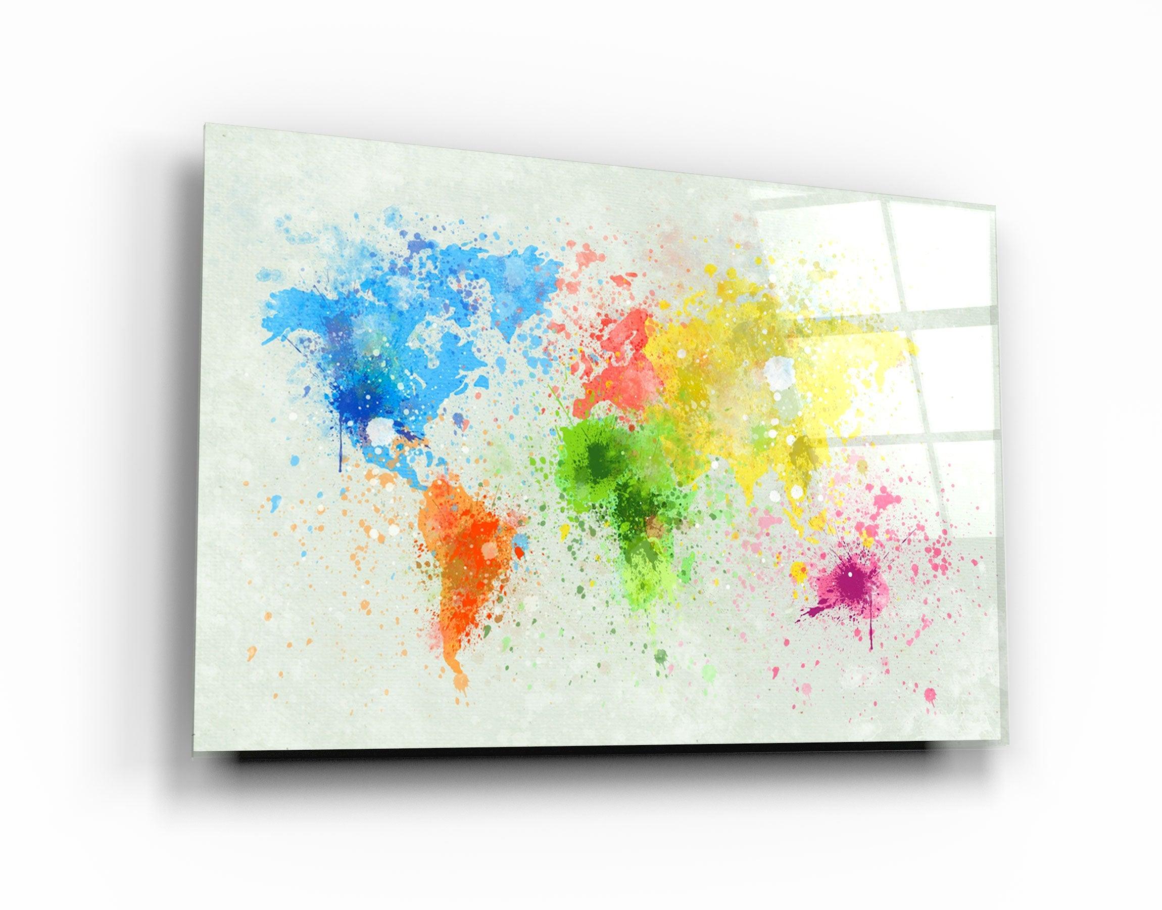 ・"Rainbow World Map"・Glass Wall Art - ArtDesigna Glass Printing Wall Art
