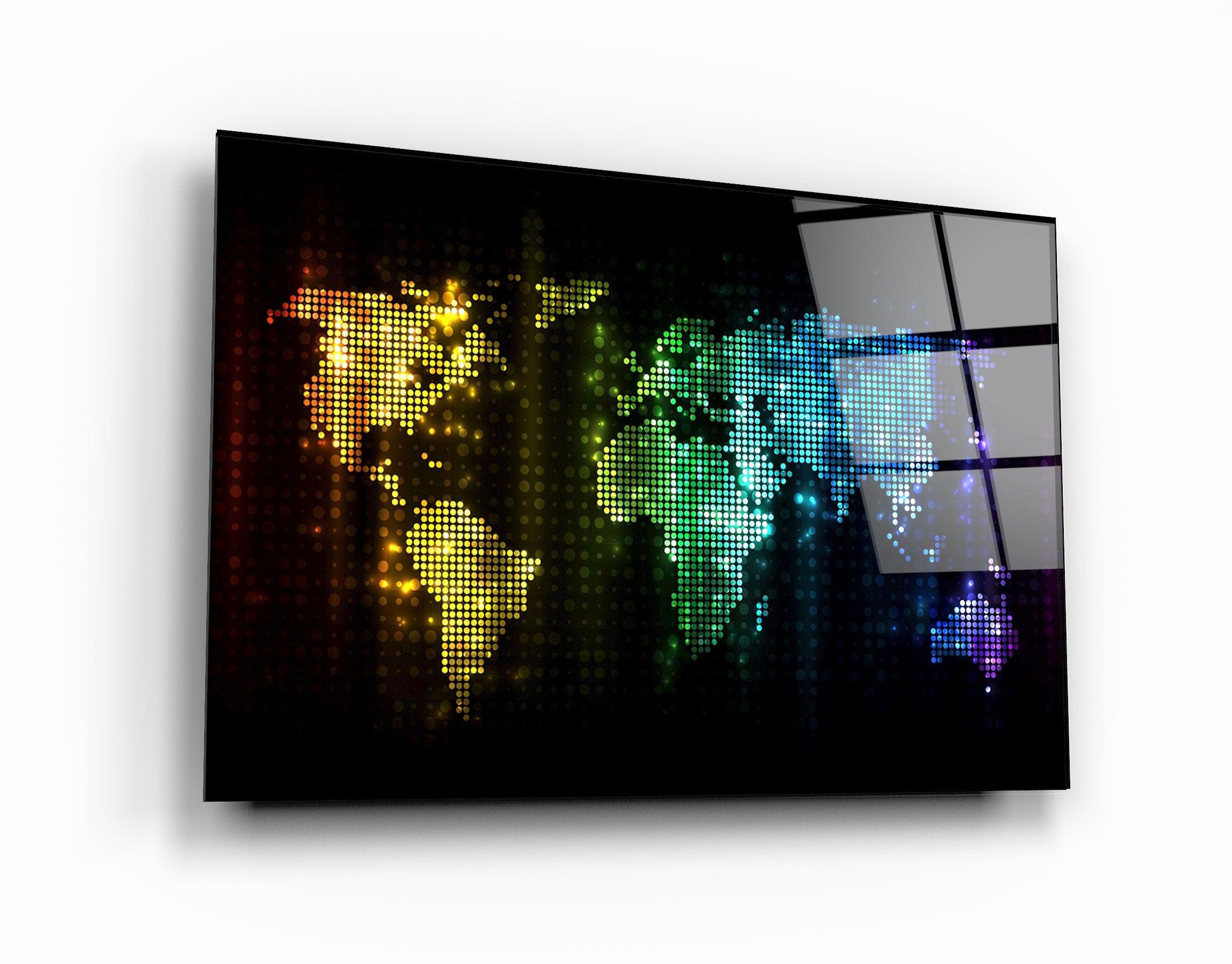 ・"Colorful World Map"・Glass Wall Art - ArtDesigna Glass Printing Wall Art