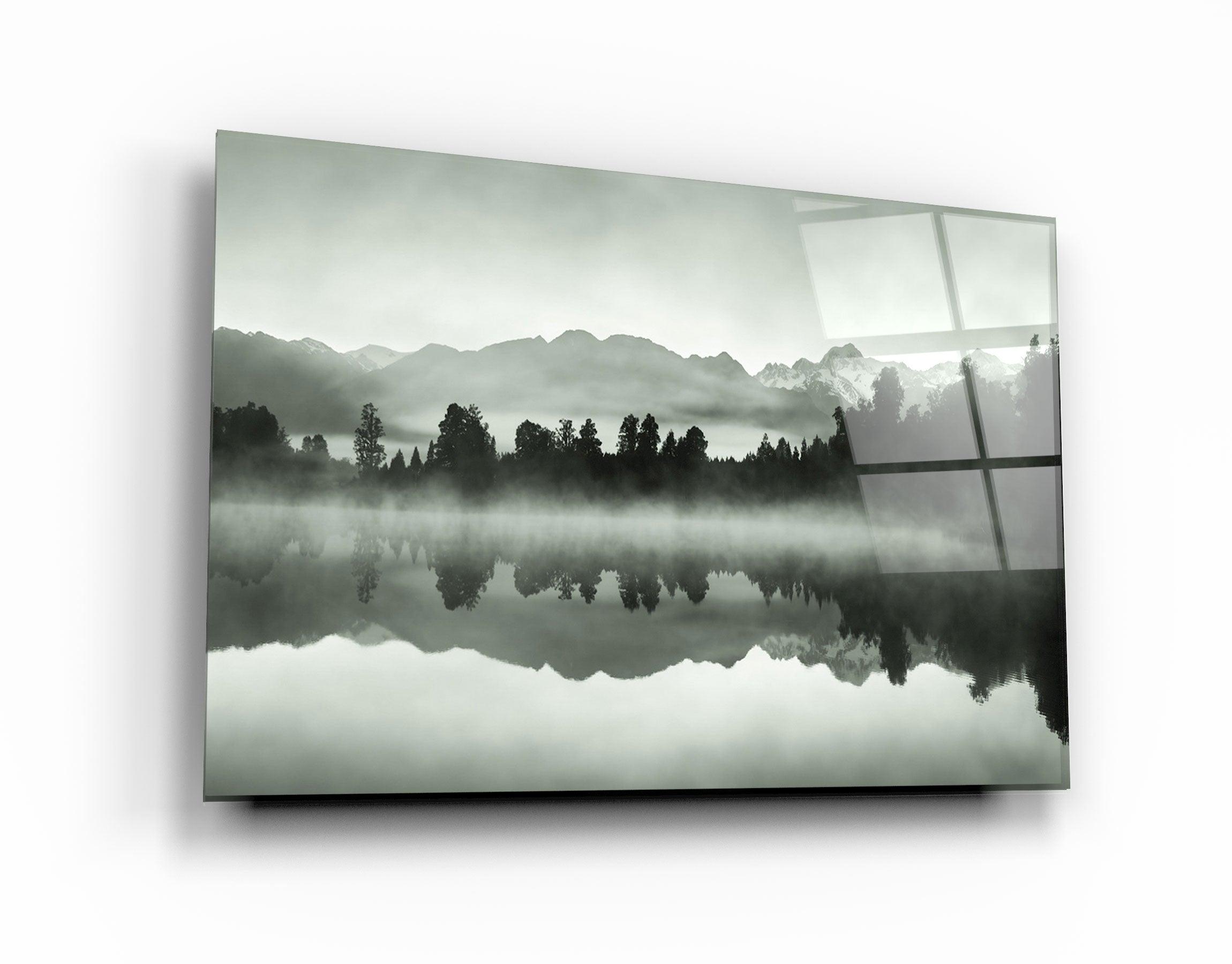 ・"Foggy Lake"・Glass Wall Art - ArtDesigna Glass Printing Wall Art