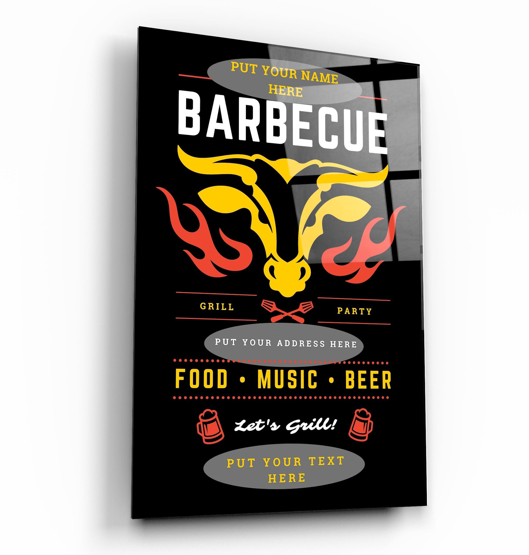 ."Barbecue Custom Printing". Glass Printing Poster - ArtDesigna Glass Printing Wall Art