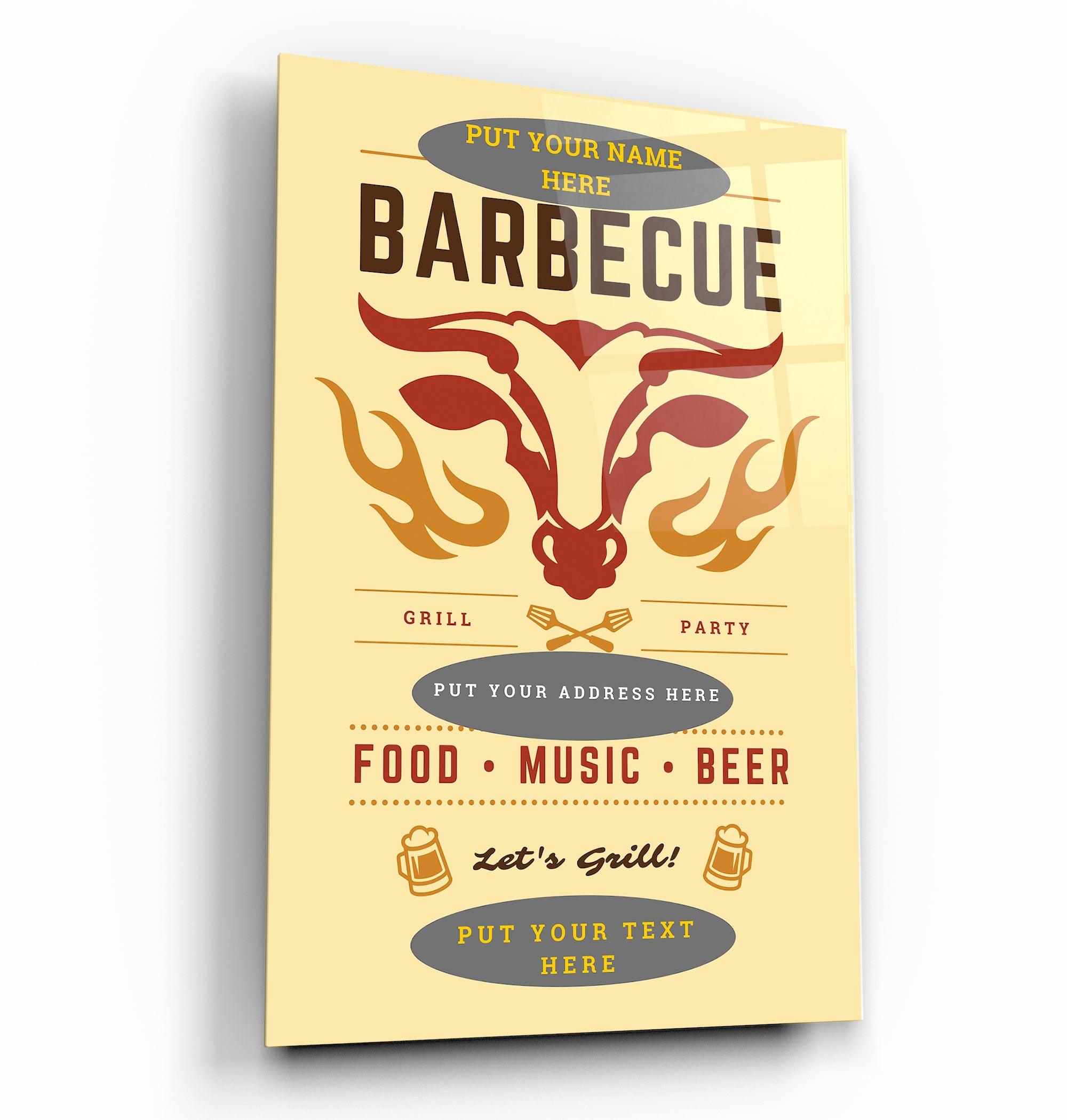 ."Barbecue Custom Printing". Glass Printing Poster - ArtDesigna Glass Printing Wall Art