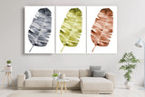 ・"Leaves 2- Trio"・Glass Wall Art